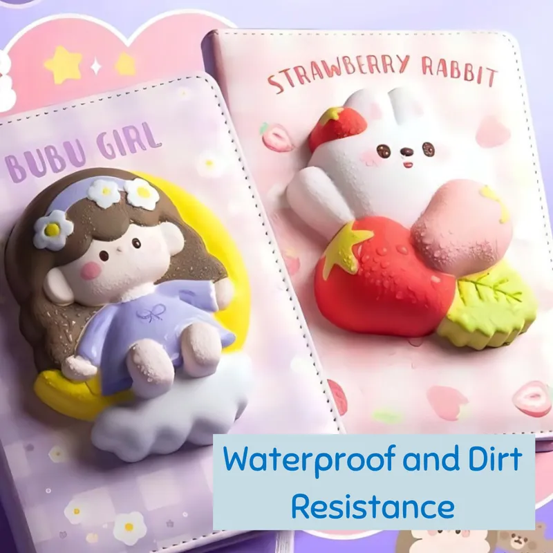 3D Squishy Cartoon Diary and Colourful Pen Set