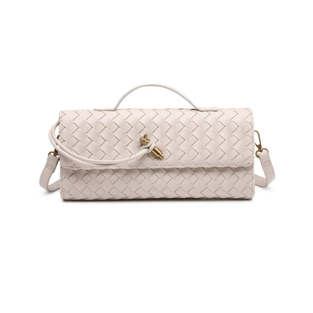 Ada Top Handle Woven East West Clutch Crossbody