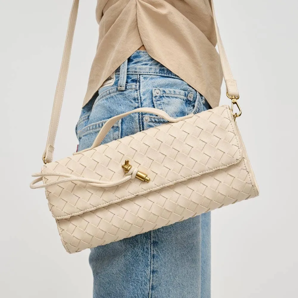 Ada Top Handle Woven East West Clutch Crossbody