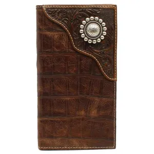 Ariat Gator / Floral Embossed (Brown) - Men's Rodeo Wallet