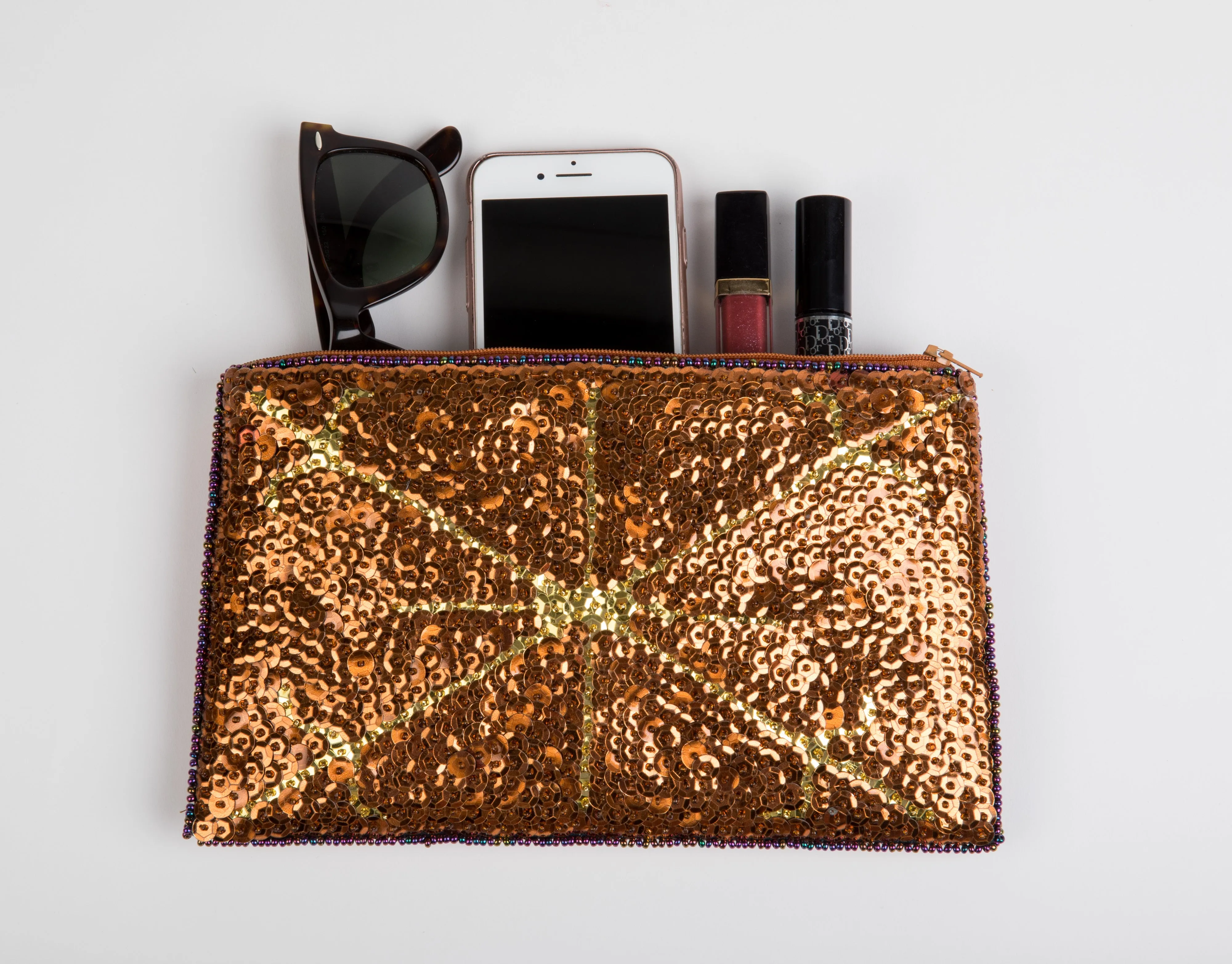 Ayizan Haitian Beaded Clutch - Copper, Gold