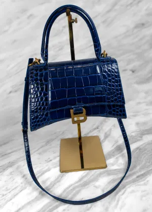 Balenciaga Hourglass Blue Leather Handbag