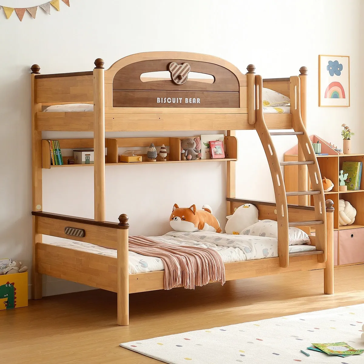 Biscuit Bear Bunk Bed With Foam Mattress for Children