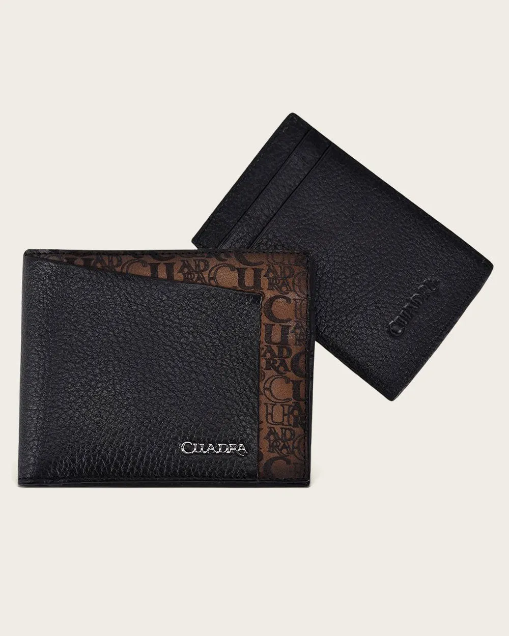 Black bifold bovine wallet