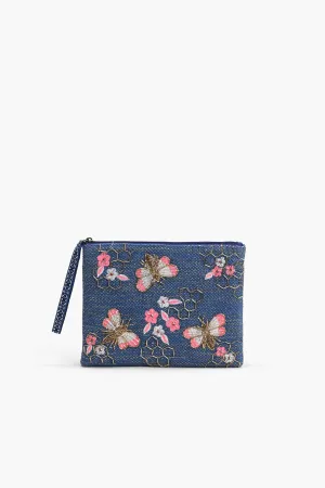 Blue Bee Wristlets Hand-Woven Jacquard Design