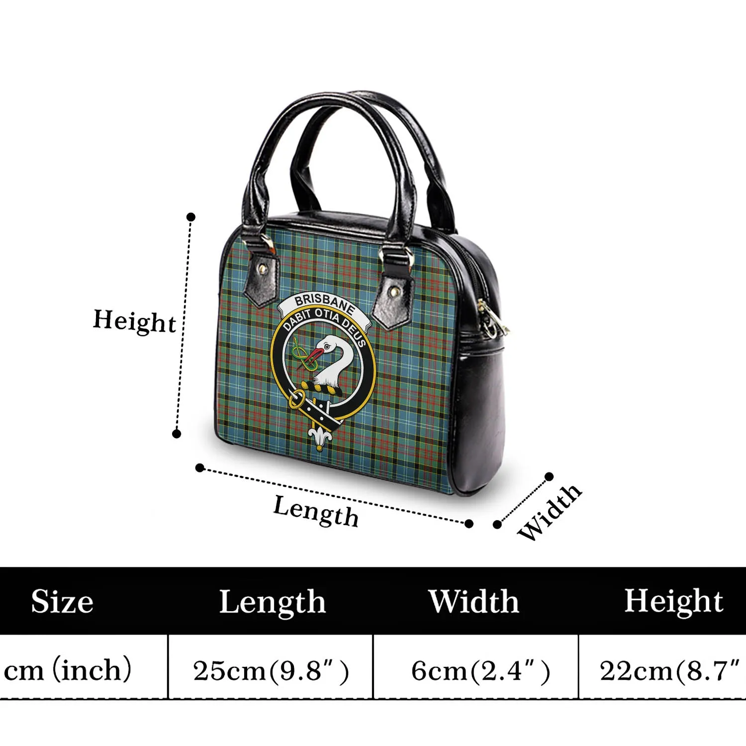 Brisbane Tartan Shoulder Handbags with Family Crest