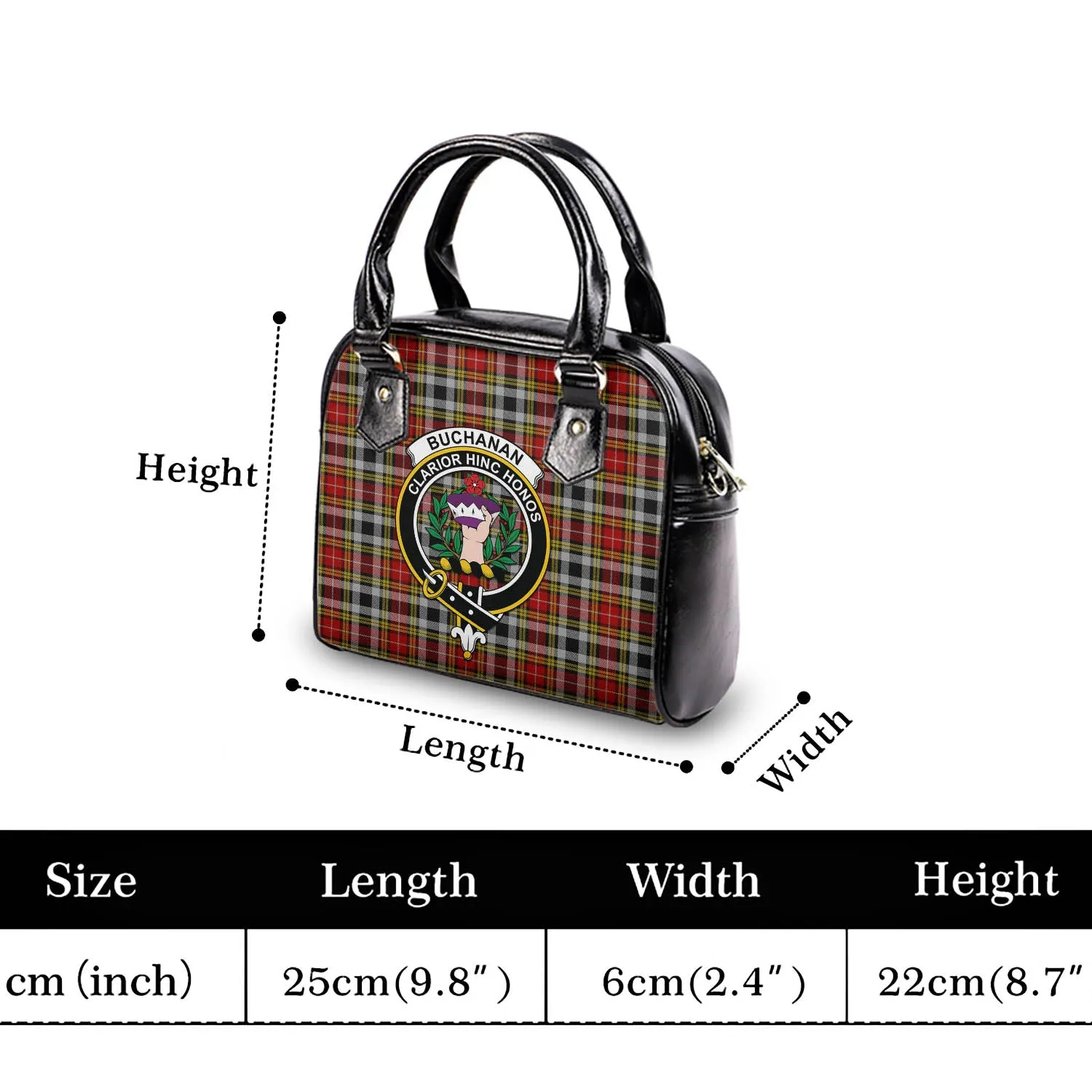 Buchanan Old Dress Tartan Shoulder Handbags with Family Crest