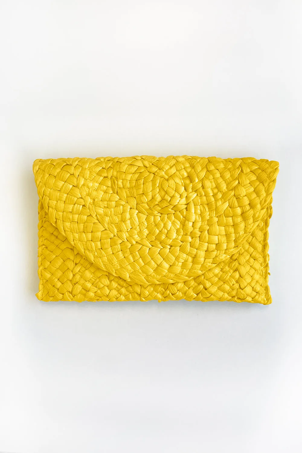 Cabana Raffia Clutch - Lemon