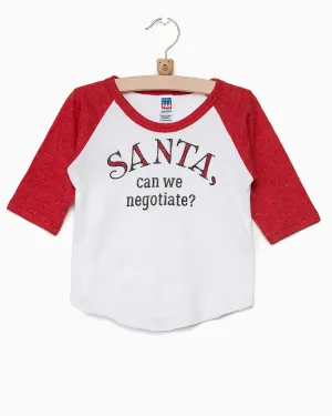 Children's Santa, Can We Negotiate? Red Baseball Sleeve Tee (FINAL SALE)