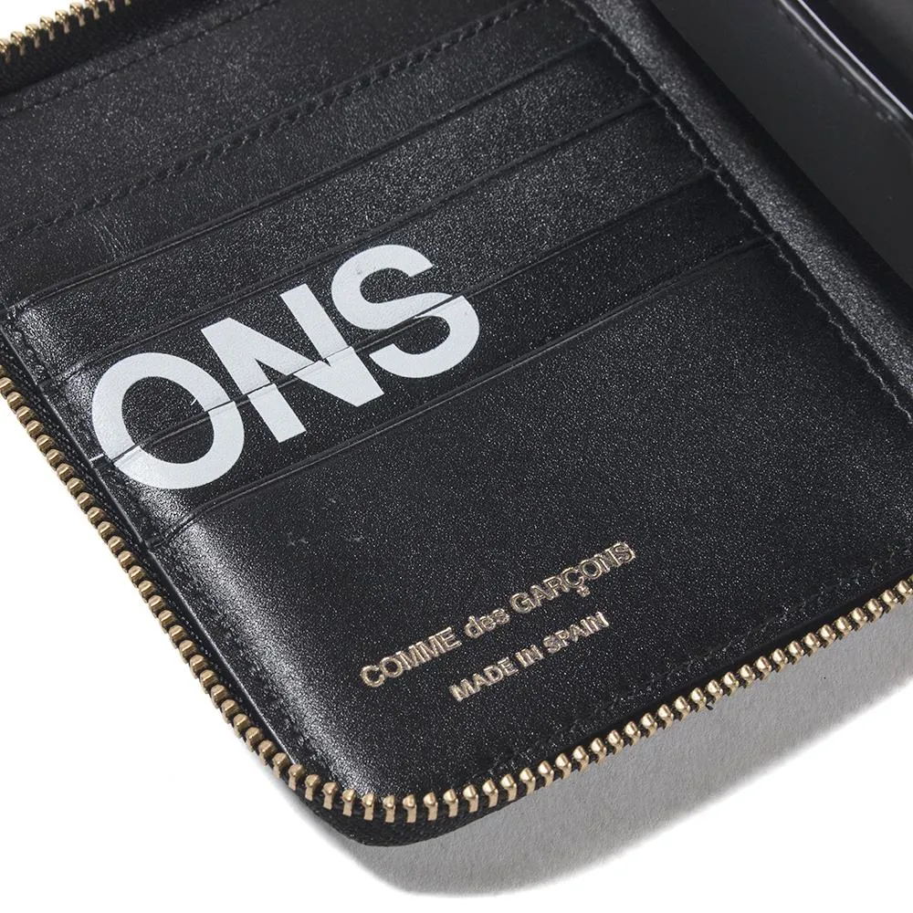 COMME des GARÇONS Full Zip Wallet Huge Logo / Black