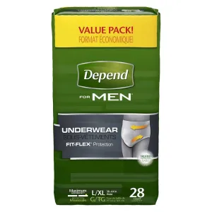 Depend 13407 Adult Absorbent Underwear, Pack of 28