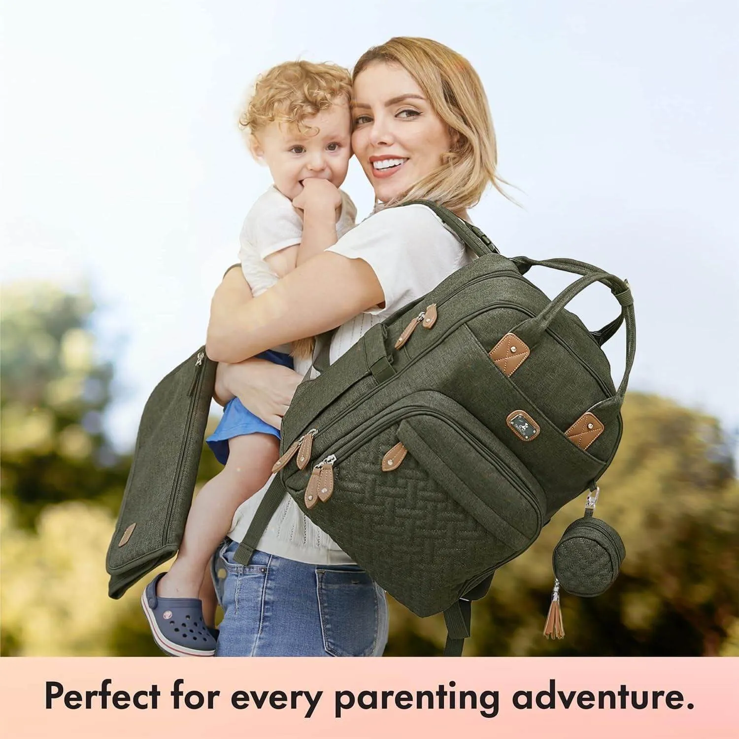 Diaper Bag Backpack with Portable Changing Pad