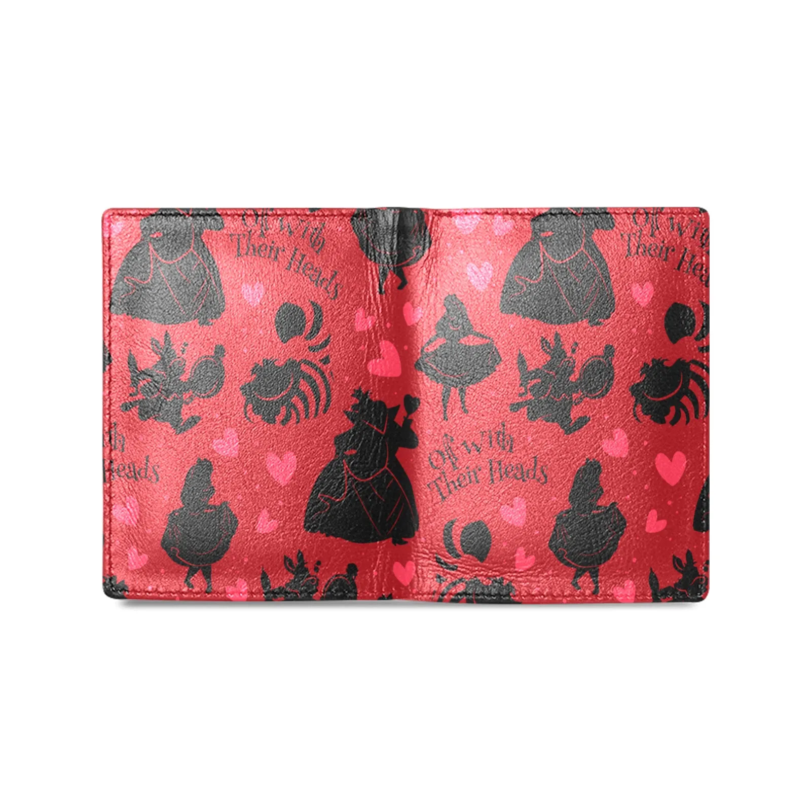 Disney Alice In Wonderland Queen Of Hearts Off With Their Heads Men's Leather Wallet