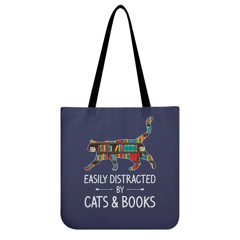 Easily Distracted By Cats And Books Book Lovers Gift TBF40