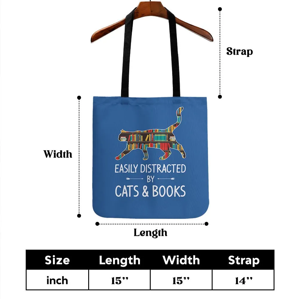 Easily Distracted By Cats And Books Book Lovers Gift TBF40