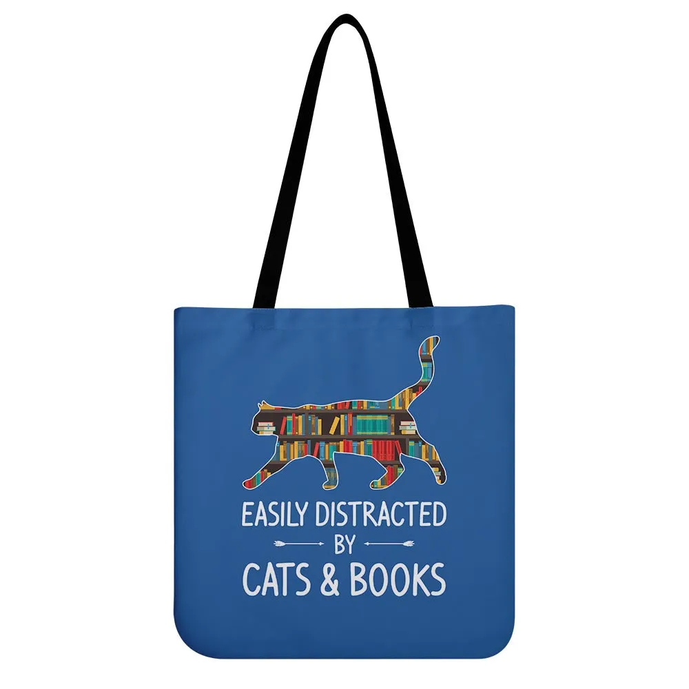 Easily Distracted By Cats And Books Book Lovers Gift TBF40