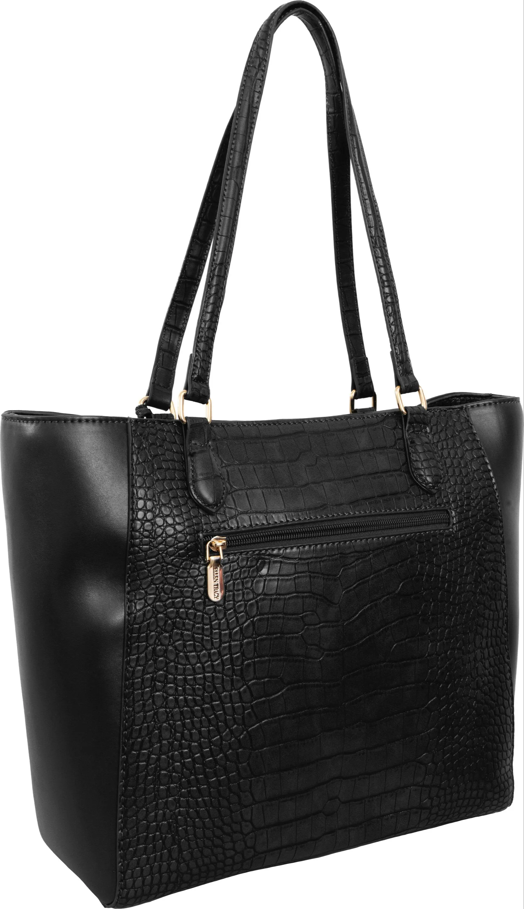 Ellen Tracy Croco Shoulder Tote Bag &Single Zip Wallet & Clutch Wristlet Set