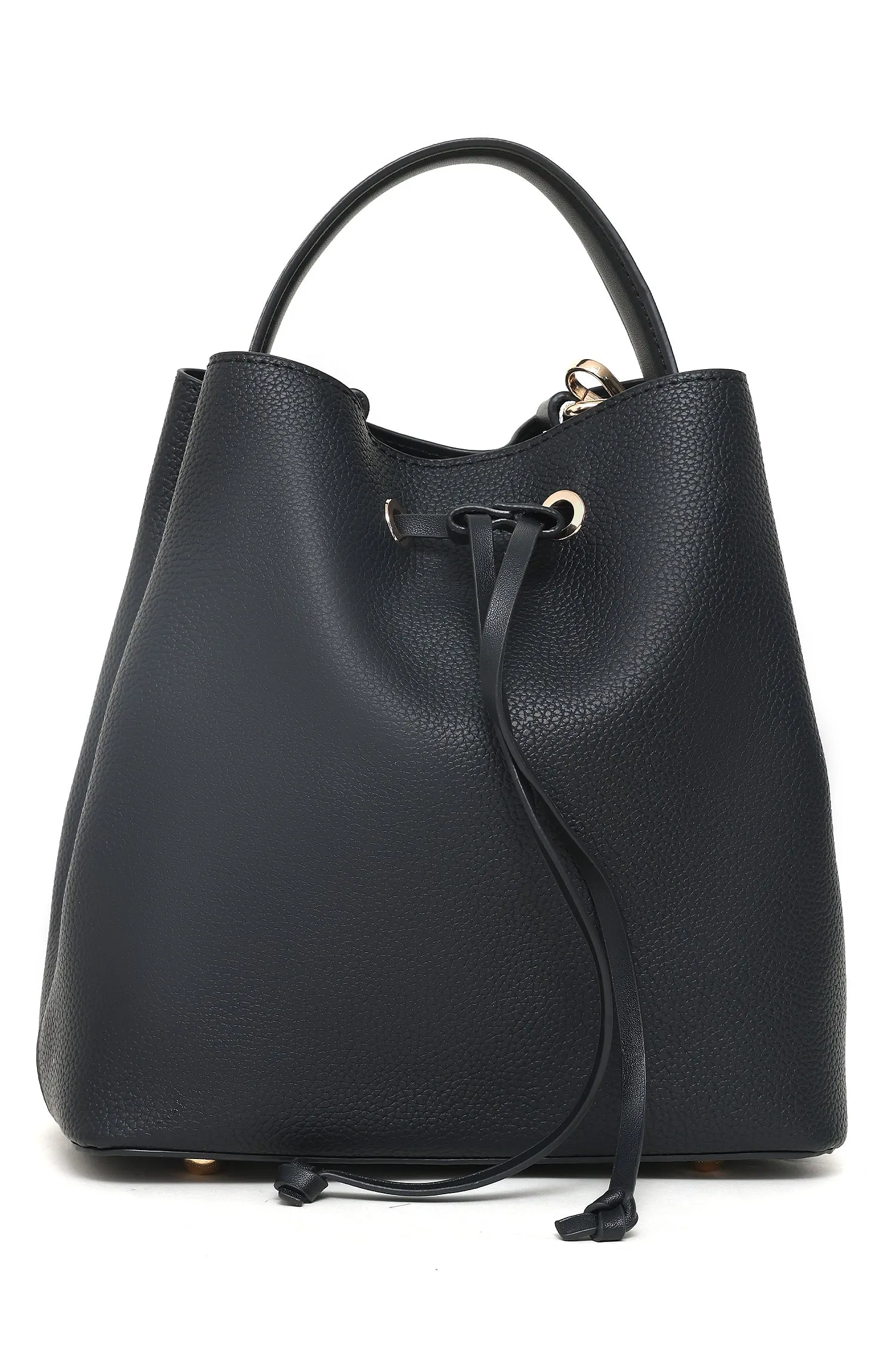 FAUX LEATHER BAG-BLACK