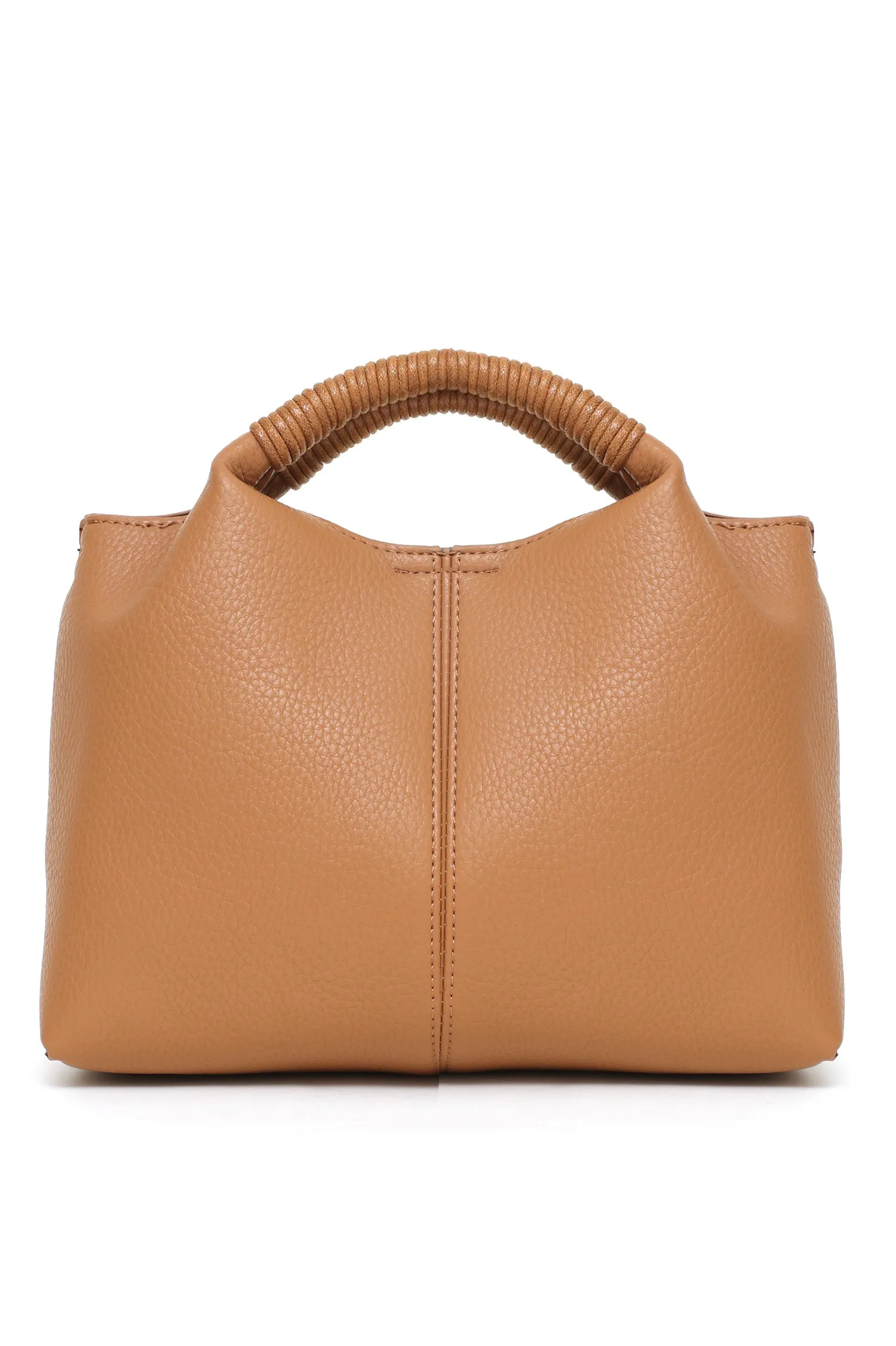 FAUX LEATHER BAG-BROWN