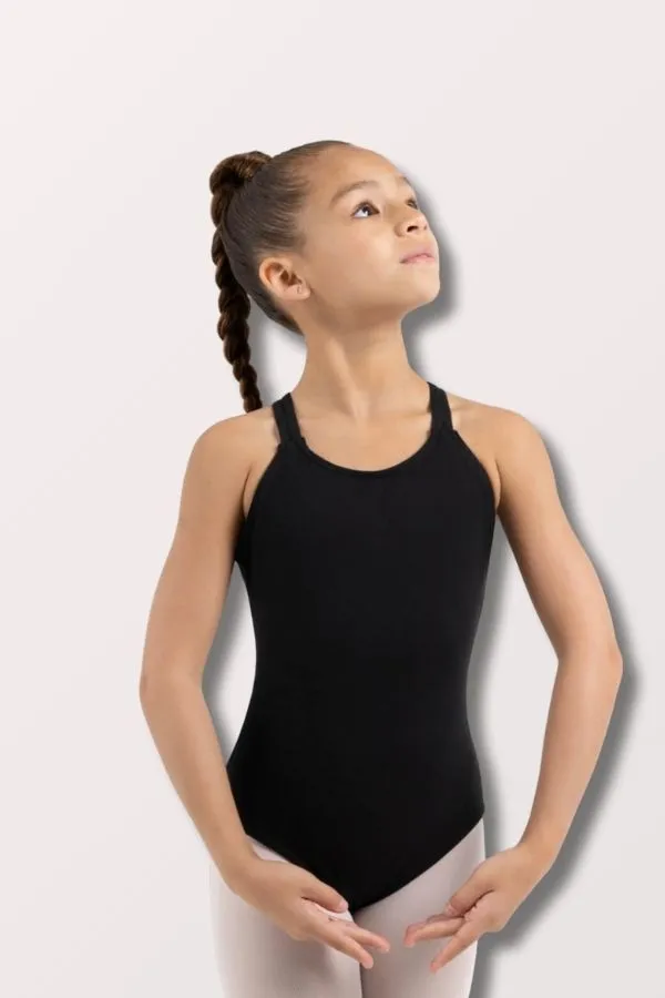 Girls Double Strap Camisole Leotard - Black