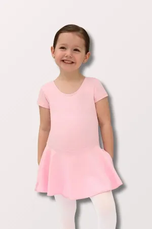 Girls Microfiber Short Sleeve Dance Dress - Pink