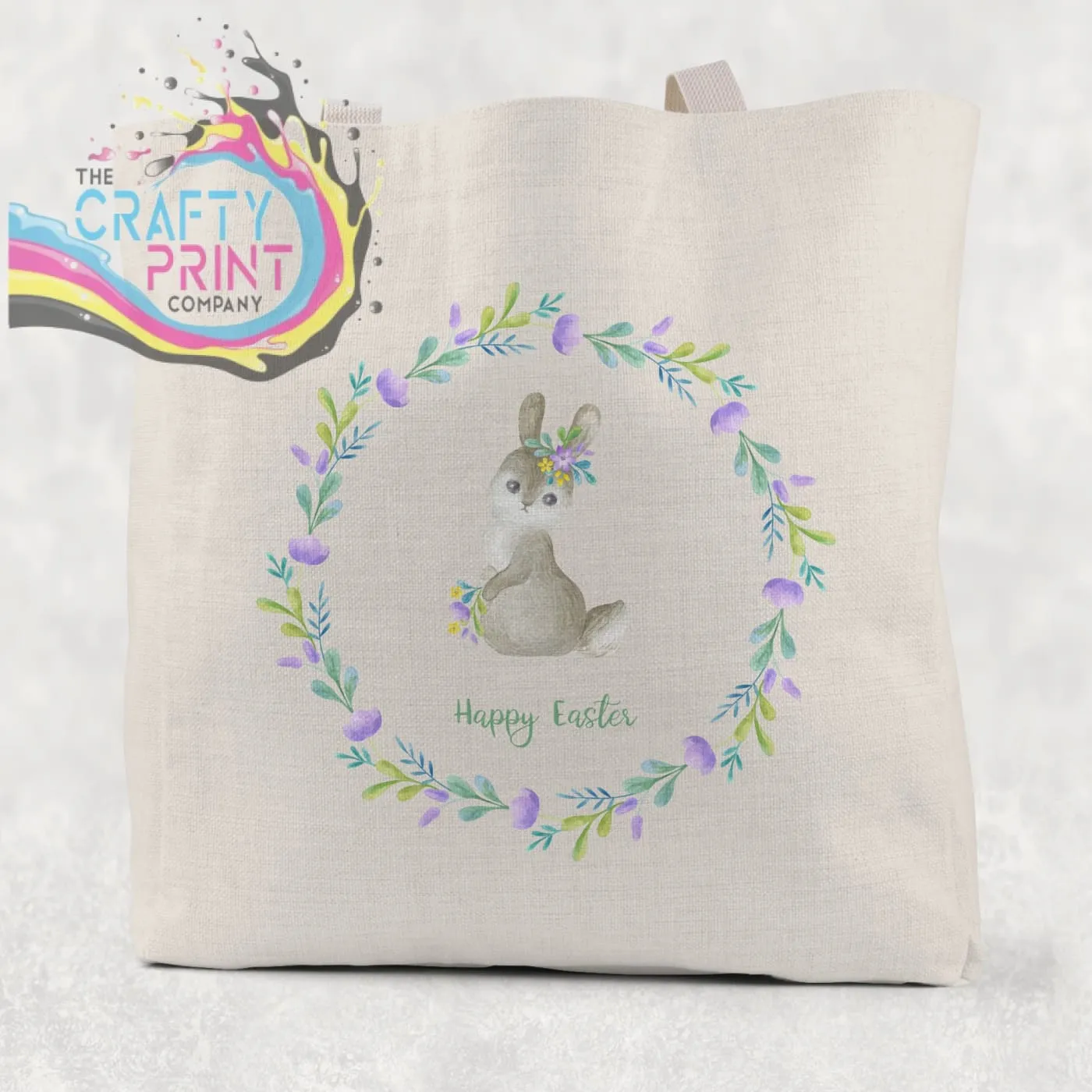 Happy Easter Bunny Wreath Tote/Goodie Bag