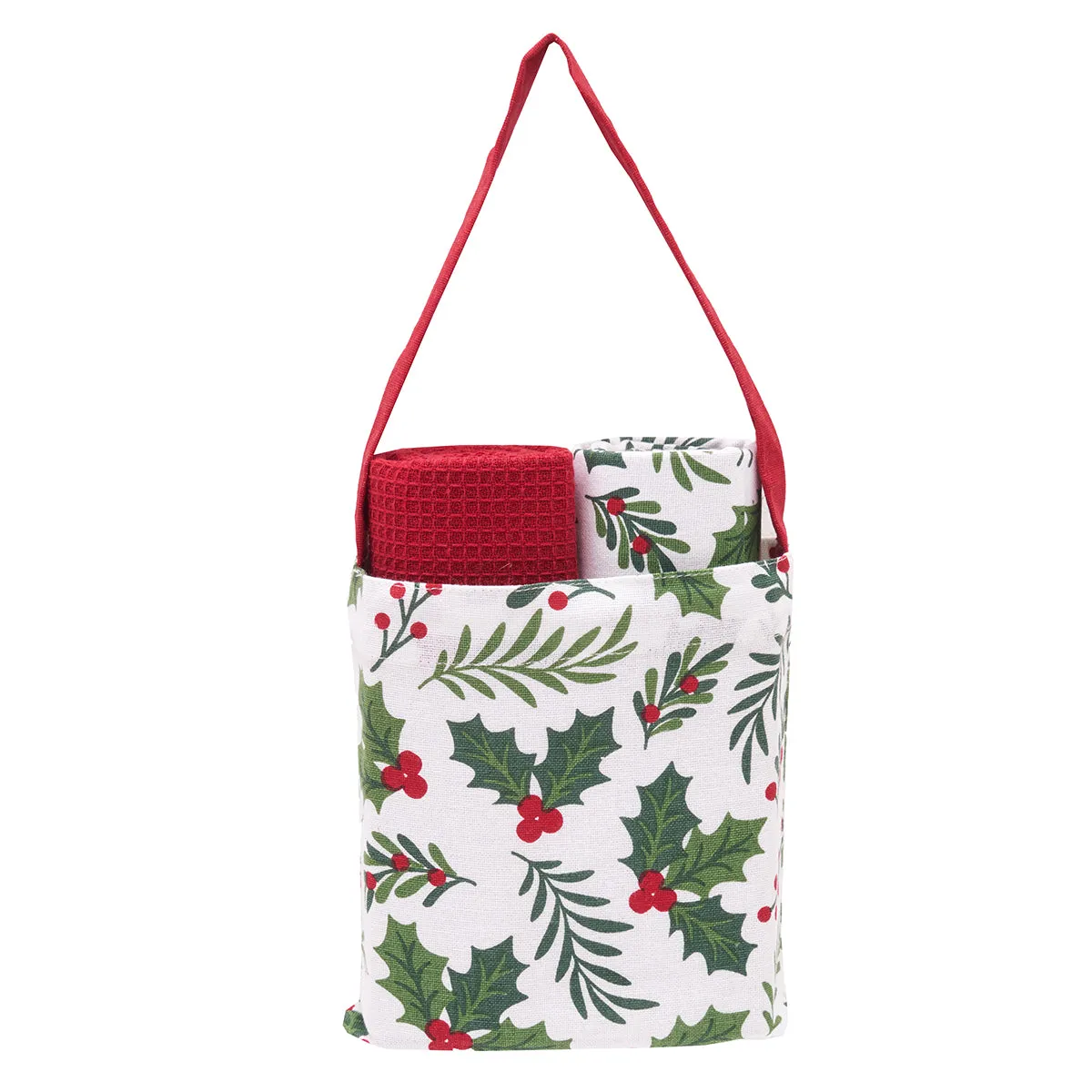 Holly Spring Berry Kitchen Towel & Bag, Set of 3