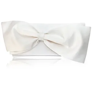 Ivory satin bow wedding day clutch QUINN