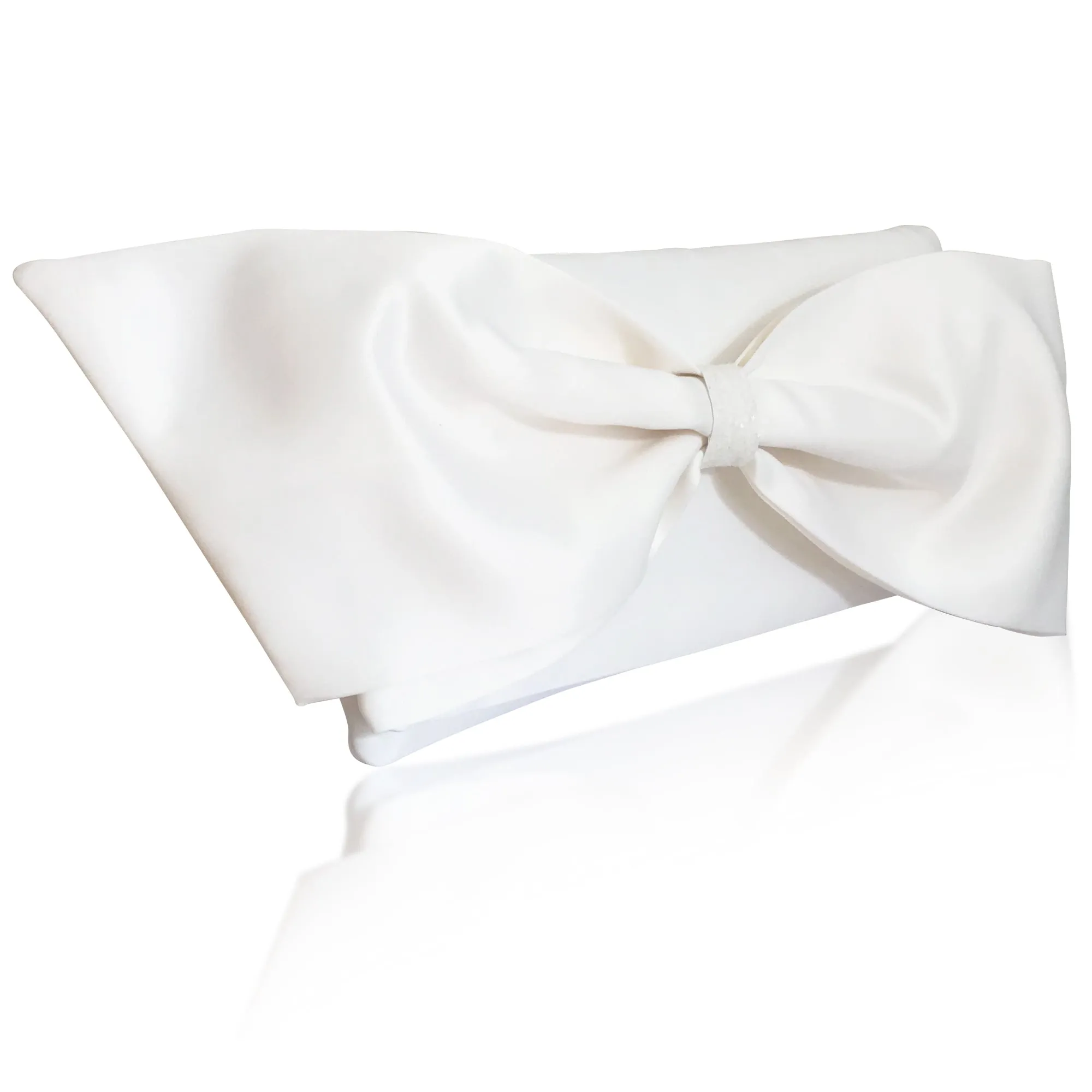 Ivory satin bow wedding day clutch QUINN