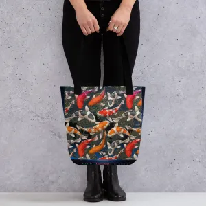 Japanese Koi Fish Bag Canvas Tote Bag Koi Fish Handbag Fish Print Tote Bag in 3 Sizes | 11154