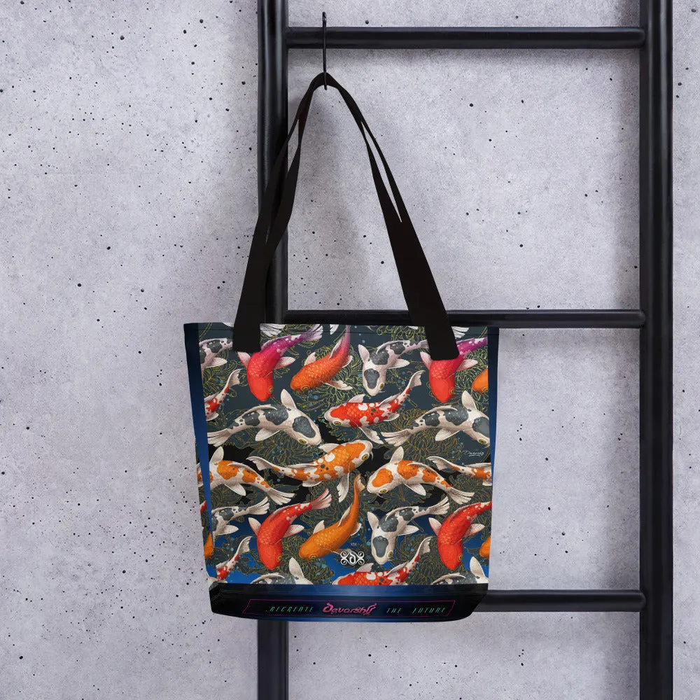 Japanese Koi Fish Bag Canvas Tote Bag Koi Fish Handbag Fish Print Tote Bag in 3 Sizes | 11154