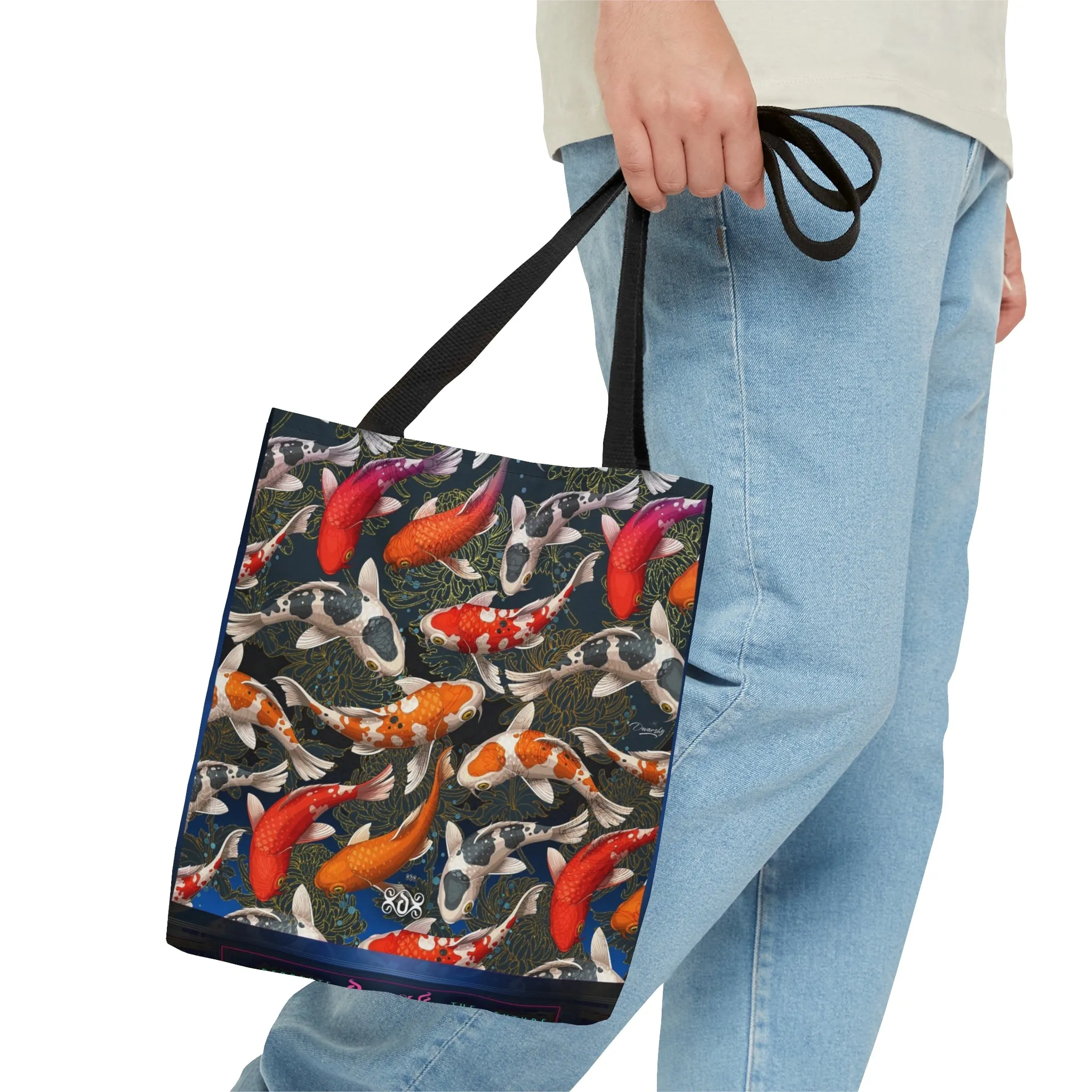 Japanese Koi Fish Bag Canvas Tote Bag Koi Fish Handbag Fish Print Tote Bag in 3 Sizes | 11154