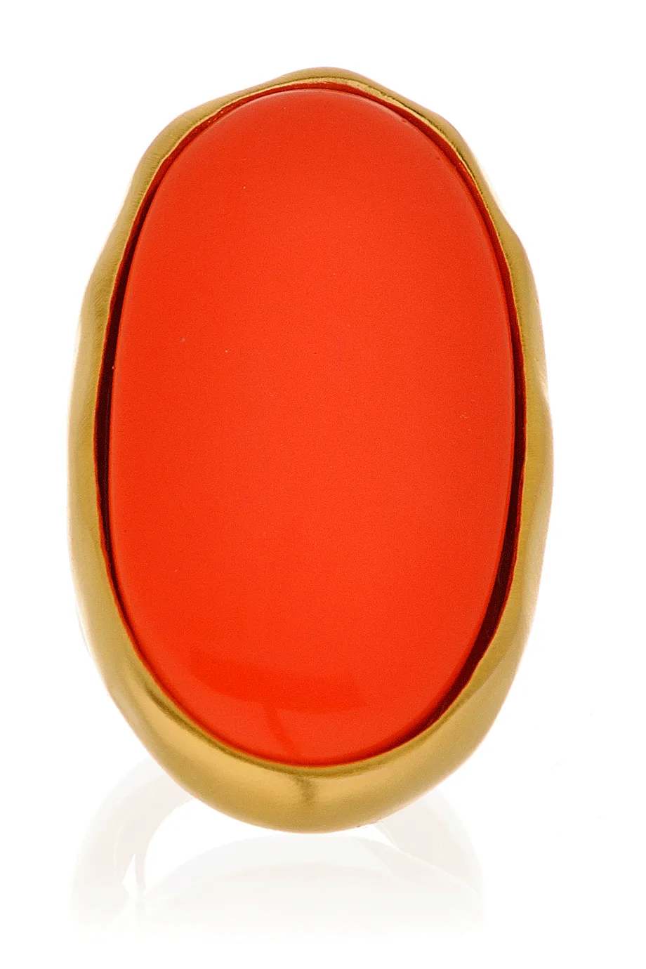 KENNETH JAY LANE BUTTON Oval Gold Coral Ring