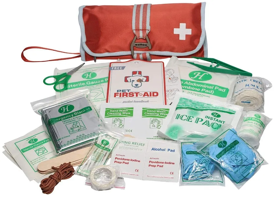 Kurgo Portable Dog First Aid Kit, Pet Medical Kit (50Piece), One Size, Paprika