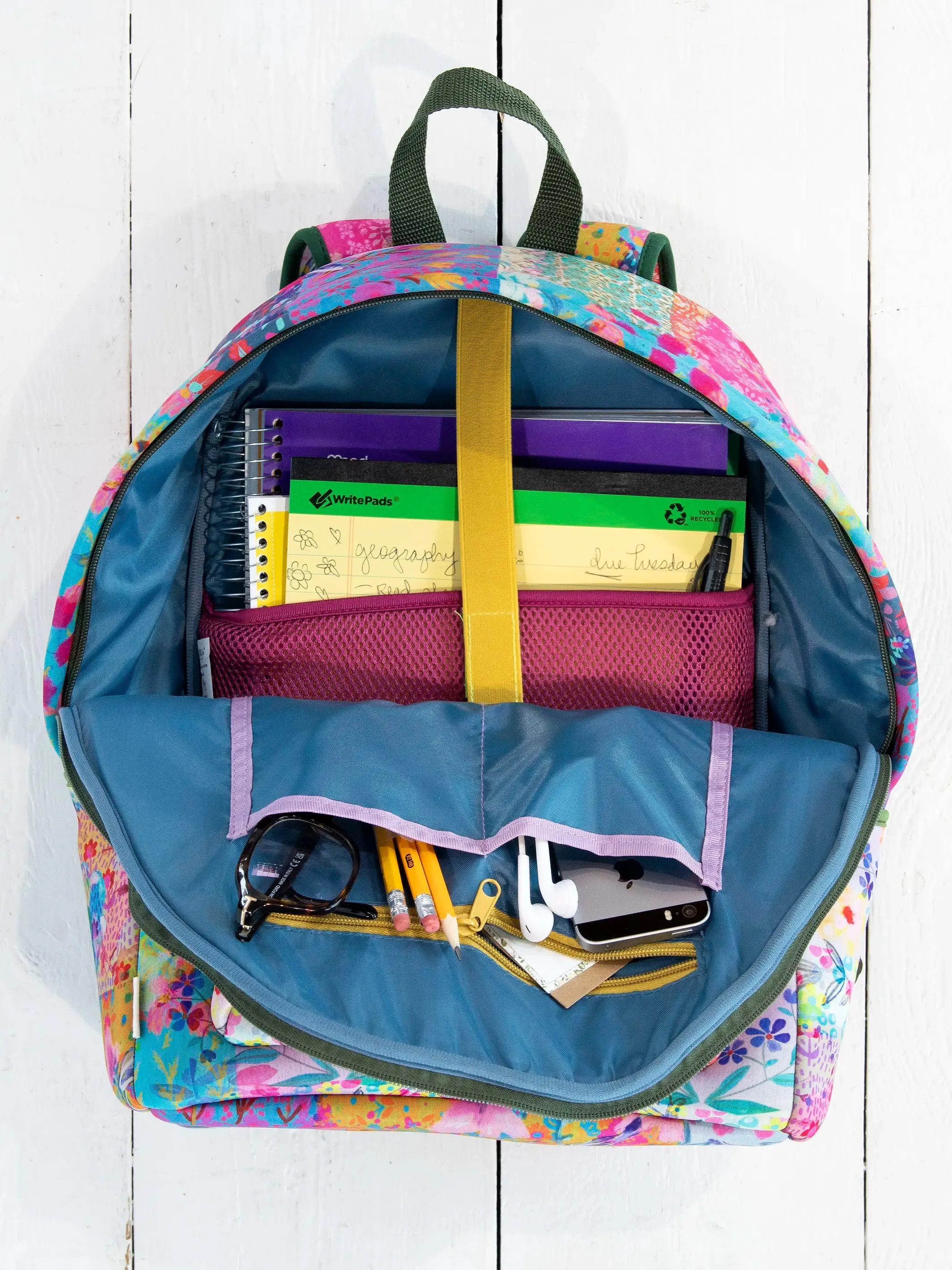 Live Happy Neoprene Backpack - Pink Watercolor Patchwork