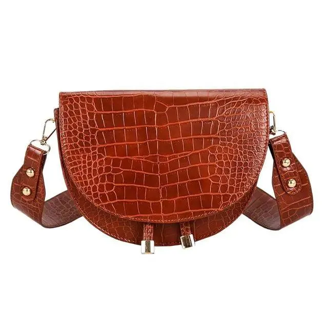 Lynda - Retro Semicircle Leather Handbag