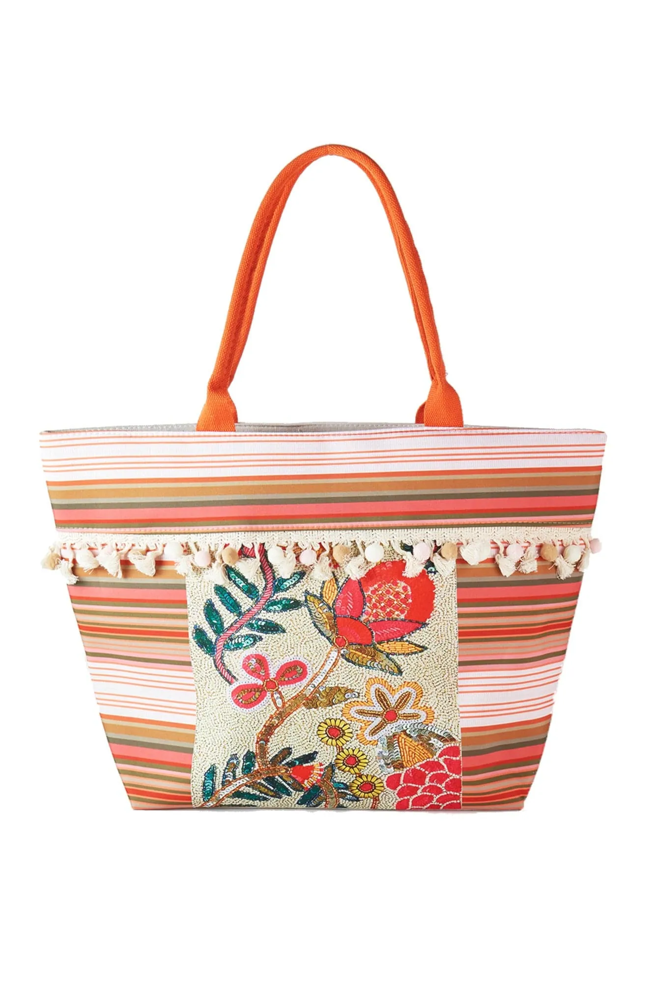 MB0252 Genesis Boho Flower Print Tassel Tote Bag