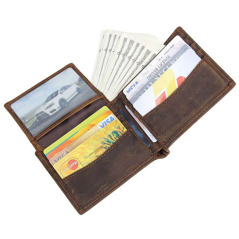 Men's Classic Bifold Horizontal Leather Wallet NZ