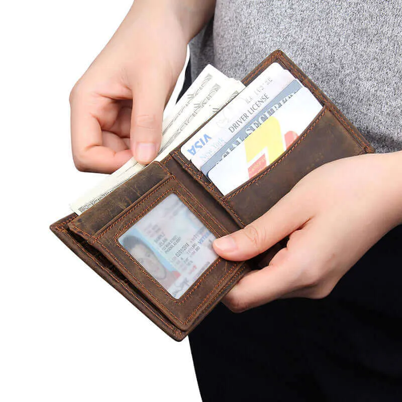 Men's Classic Bifold Horizontal Leather Wallet NZ