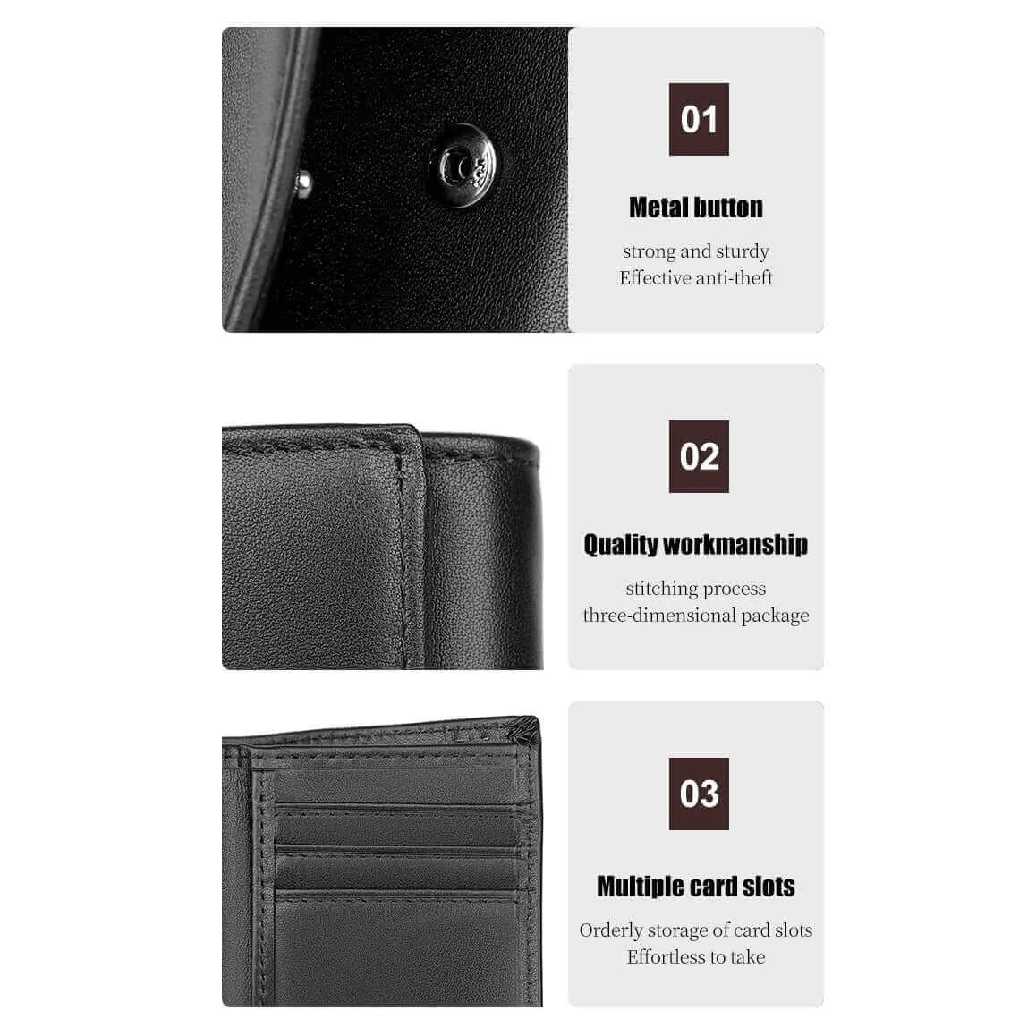 Men's Leather Wallets NZ – Genuine RFID Tri-Fold Wallet