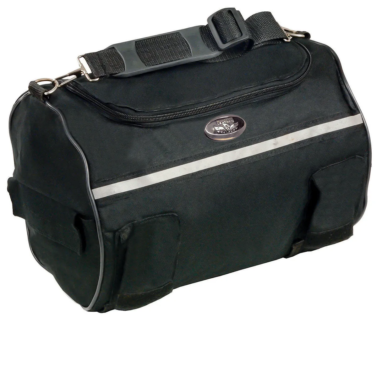 Milwaukee Leather SH608 Medium Black Textile Motorcycle Roll Bag with Reflective Material