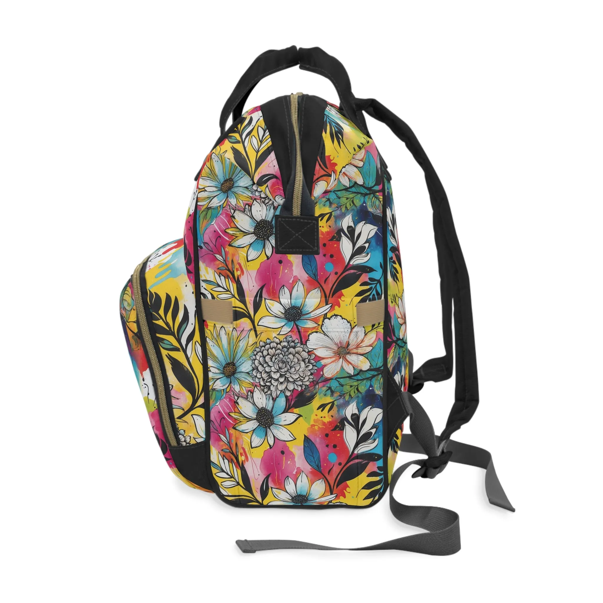 Multufunctional  Backpack - Colorful Abstract Floral Pattern