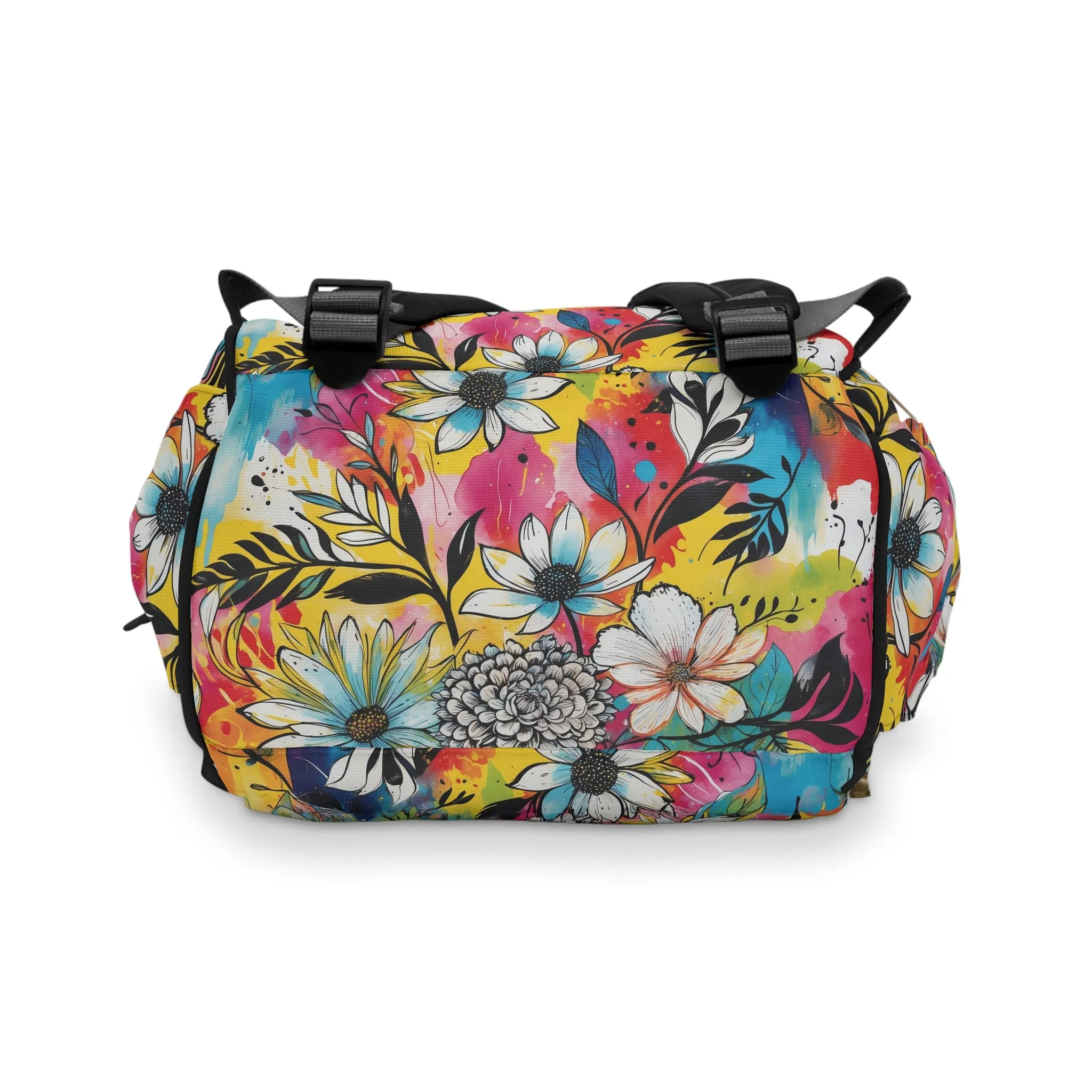 Multufunctional  Backpack - Colorful Abstract Floral Pattern