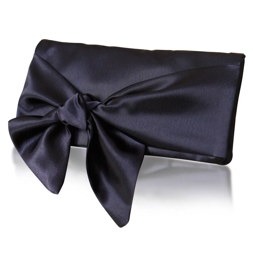 Navy satin clutch handbag HOPE