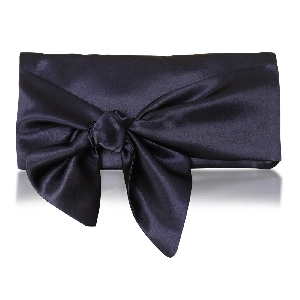 Navy satin clutch handbag HOPE