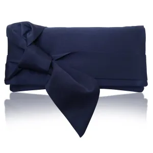 Navy satin clutch handbag PIPER