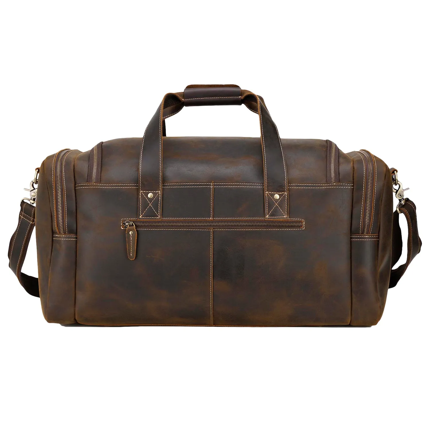 Polare 23" Full Grain Cowhide Leather Gym Duffle Weekender Overnight Travel Duffel Bag For Men 42L