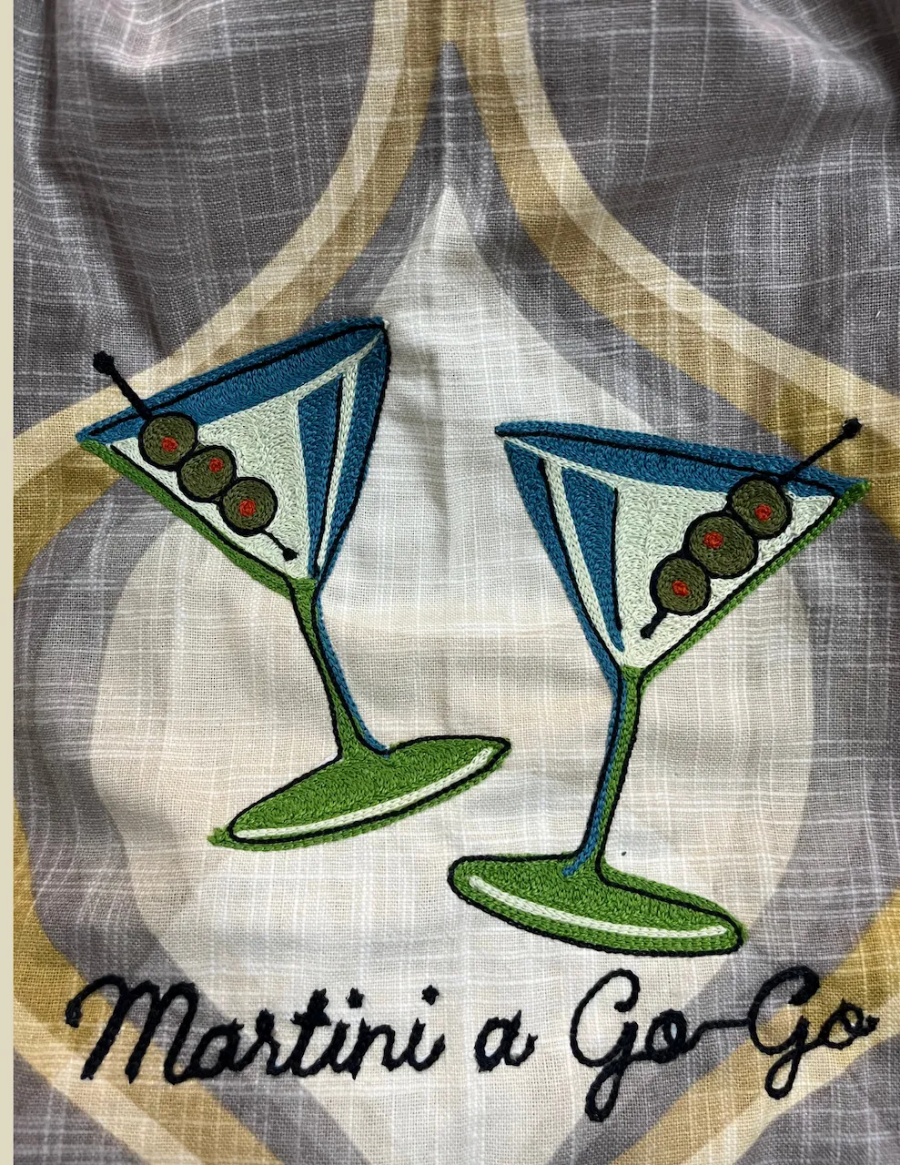 "Martini a Go-Go 2" One of a kind chainstitched purse