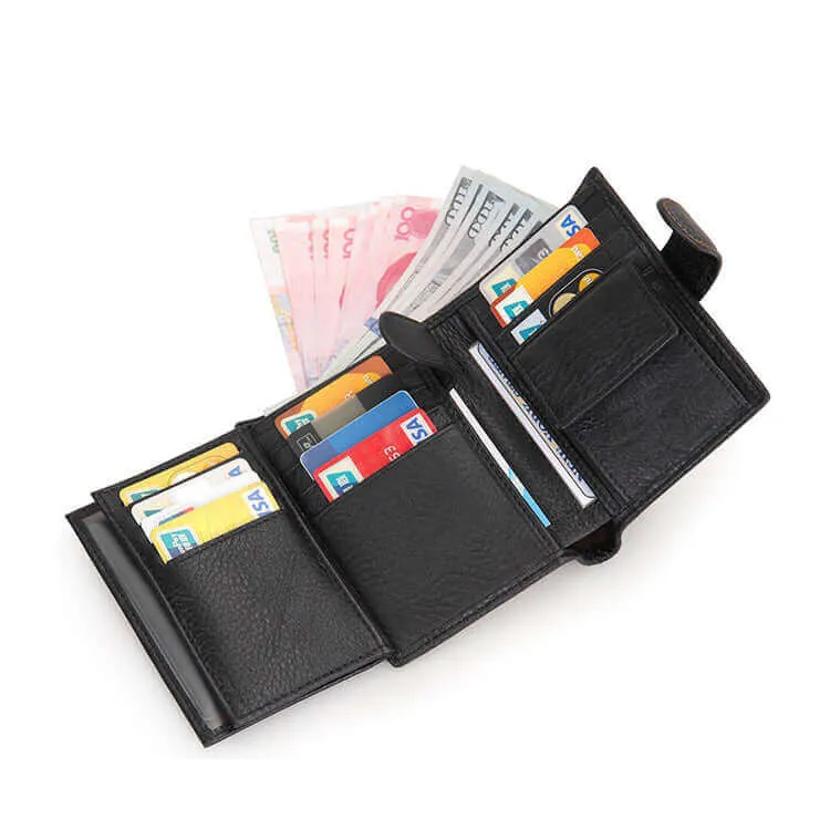 RFID Tri-fold Leather Wallet for Men