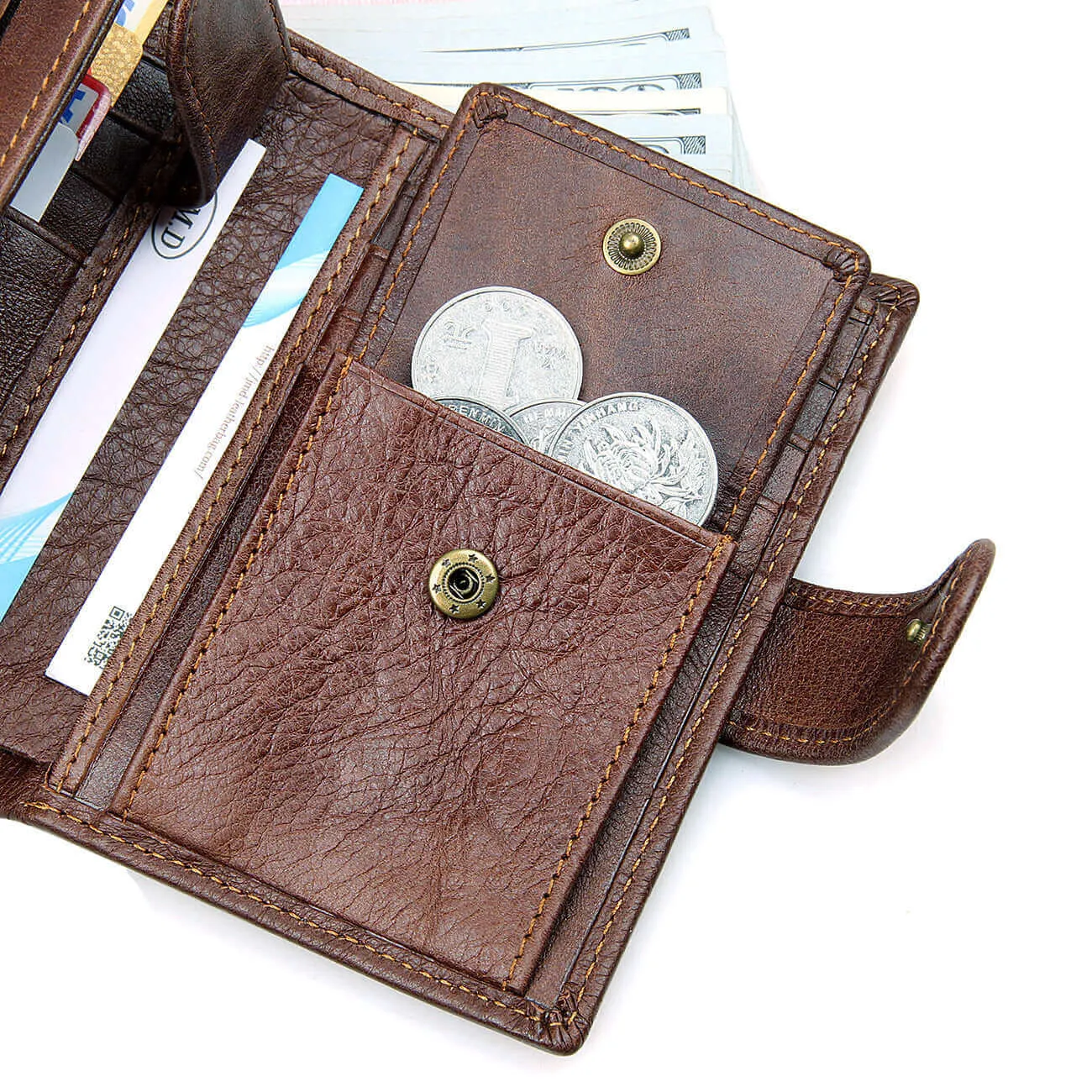 RFID Tri-fold Leather Wallet for Men